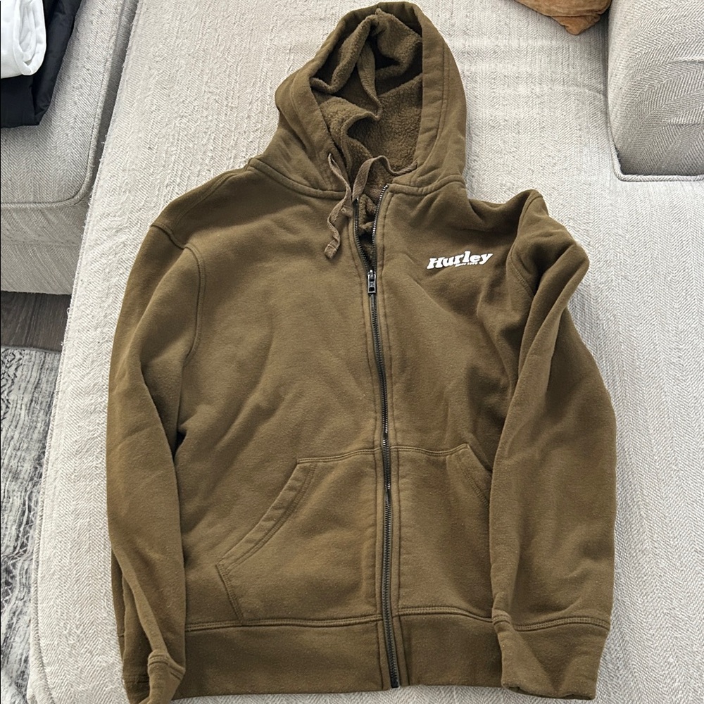 Hurley Olive Green Zip-Up Hoodie